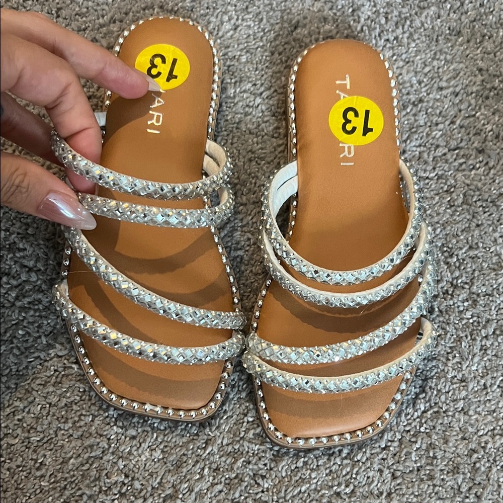 Tahari Kids' Sparkling Silver Strappy Sandals
